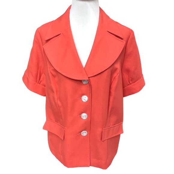 T. Milano Short Sleeve Blazer Peach Pink Size 16W - Picture 1 of 9